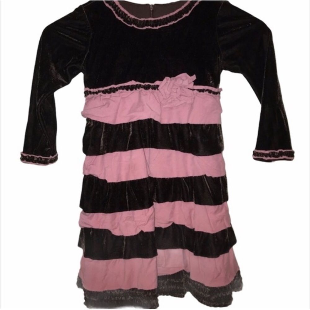 Isobella & Chloe Pink & Brown Velvet Dress